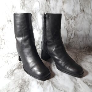 Artiva‎ Women's Calf Dressy Boots Chunky Heels Leather Size 8M Made In Brazil